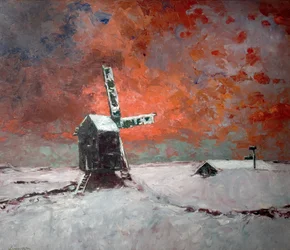 Snøbundet vindmølle, ca. 1922